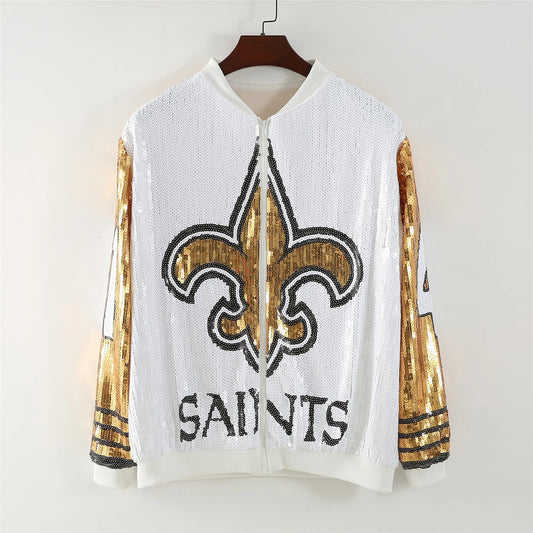 Saints Sequin Zip Up